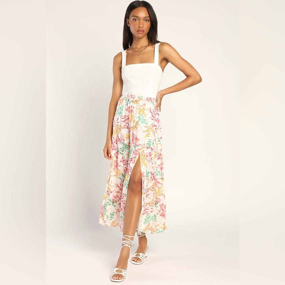 Lulus 3-tier Tropical Print Skirt